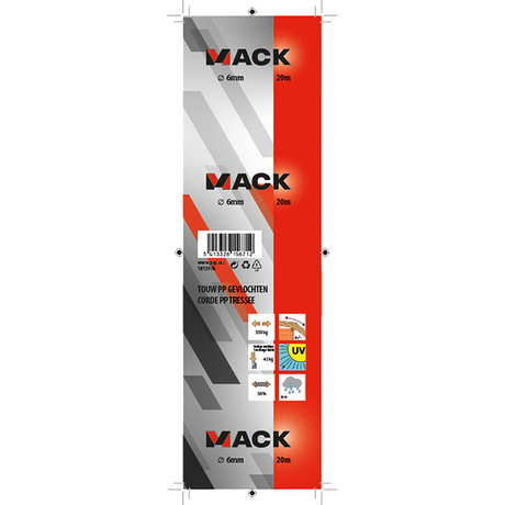 Mack 1013976 - pp gevlochten wit blauw streng6mm 20m | 5 stuks