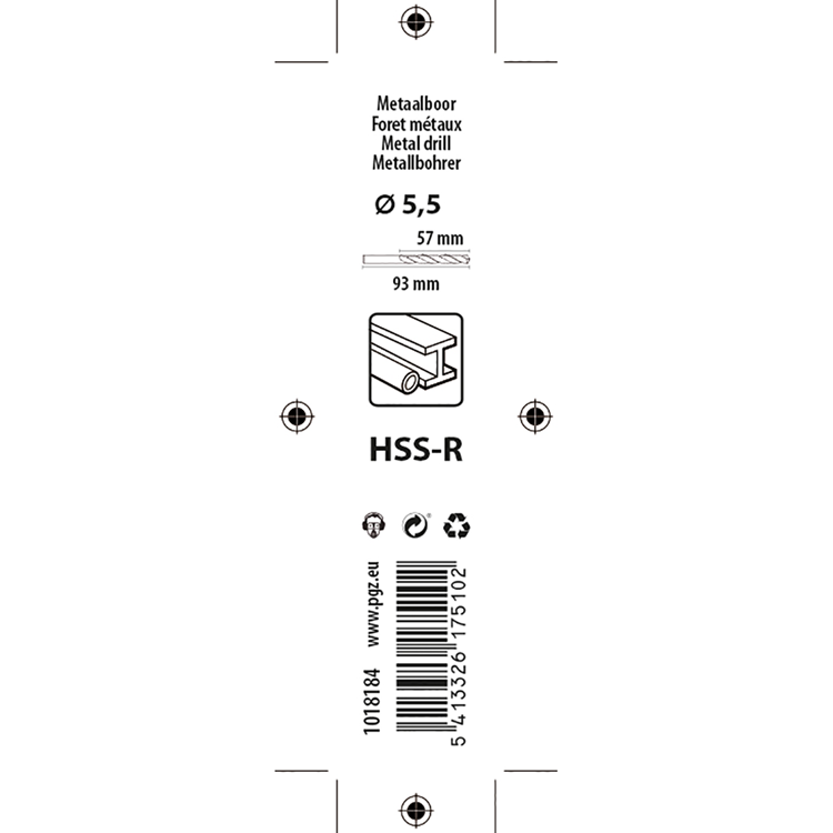 Mack 1018184 - universeelboor hss r ø 5,5 x 93 mm | 5 stuks