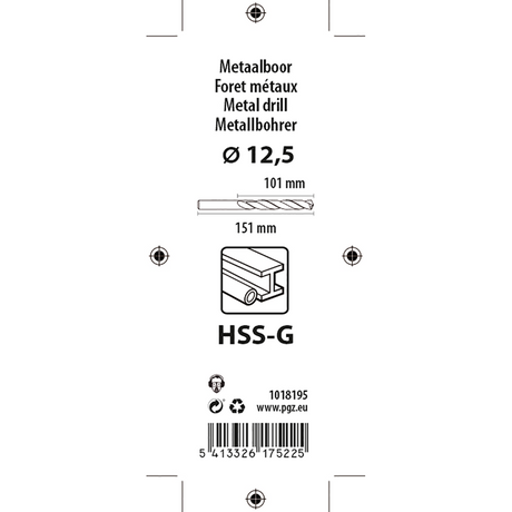 Mack 1018195 - metaalboor hss g din 338 ø 12,5 x 151 mm | 5 stuks