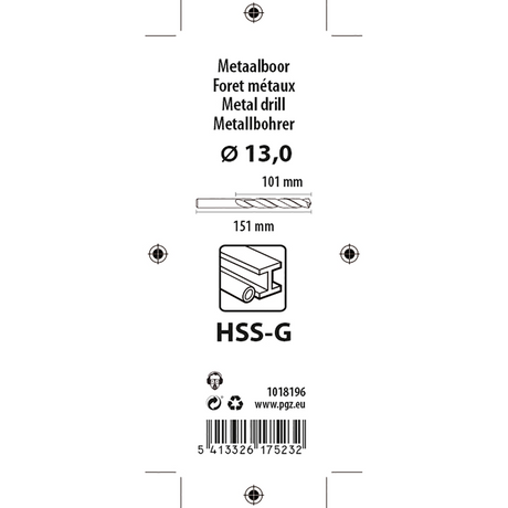 Mack 1018196 - metaalboor hss g din 338 ø 13,0 x 151 mm | 5 stuks