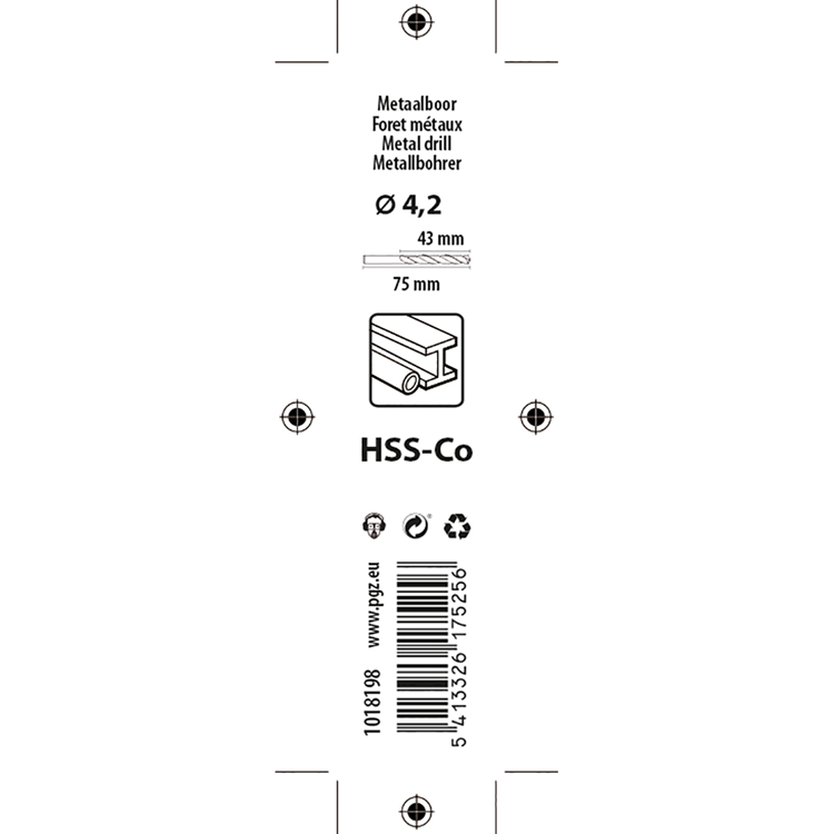 Mack 1018198 - metaalboor hss co5% din 338 ø 4,2 x 75 mm | 5 stuks