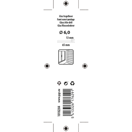 Mack 1018284 - glas- tegelboor ø 6,0 x 65 mm | 5 stuks
