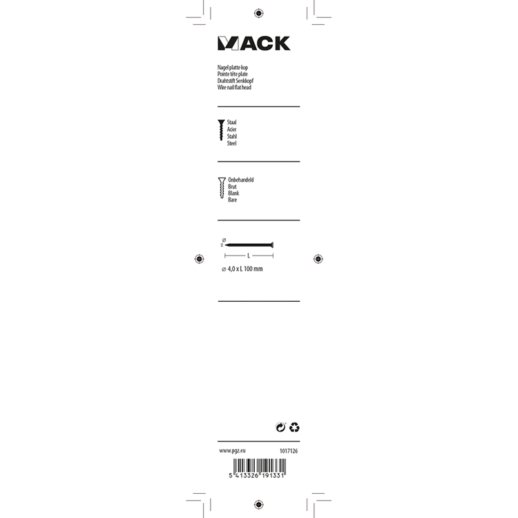 Mack 1017126 - nagel platte kop 180 gr 4,0 x 100 mm | 10 stuks