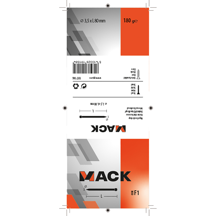 Mack 1017146 - nagel ronde kop 180 gr 3,5 x 80 mm | 5 stuks