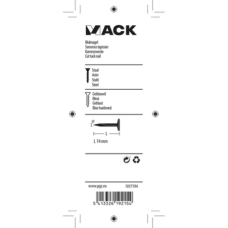 Mack 1017194 - bloknagel staal geblauwd 50 gr14 mm | 10 stuks