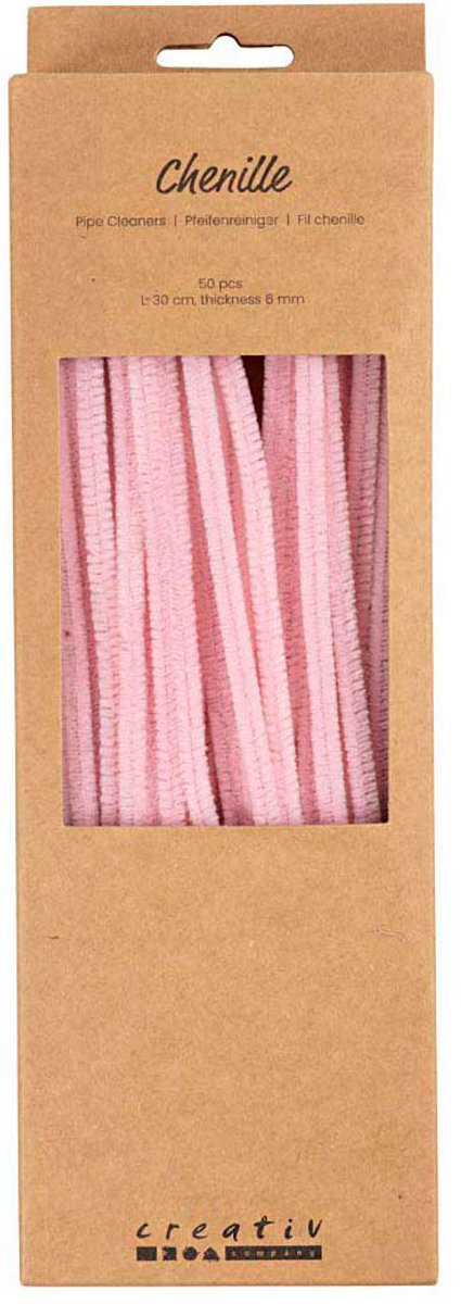 Creativ Company Chenilledraht rosa Bastelmaterial 50 Stück 6mm x 30cm.