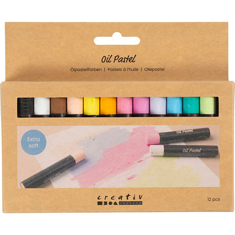 Creativ Company Ölpastelle, L: 7 cm, Stärke 11 mm, Pastellfarben, 12 Stück 1 Box