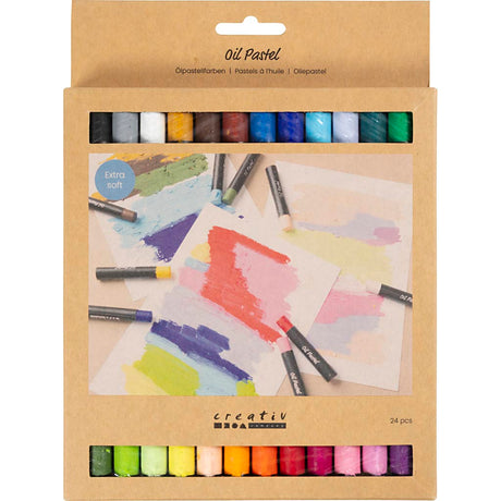 Creativ Company Ölpastelle, L: 7 cm, Stärke 11 mm, Pastellfarben, 24 Stück 1 Box