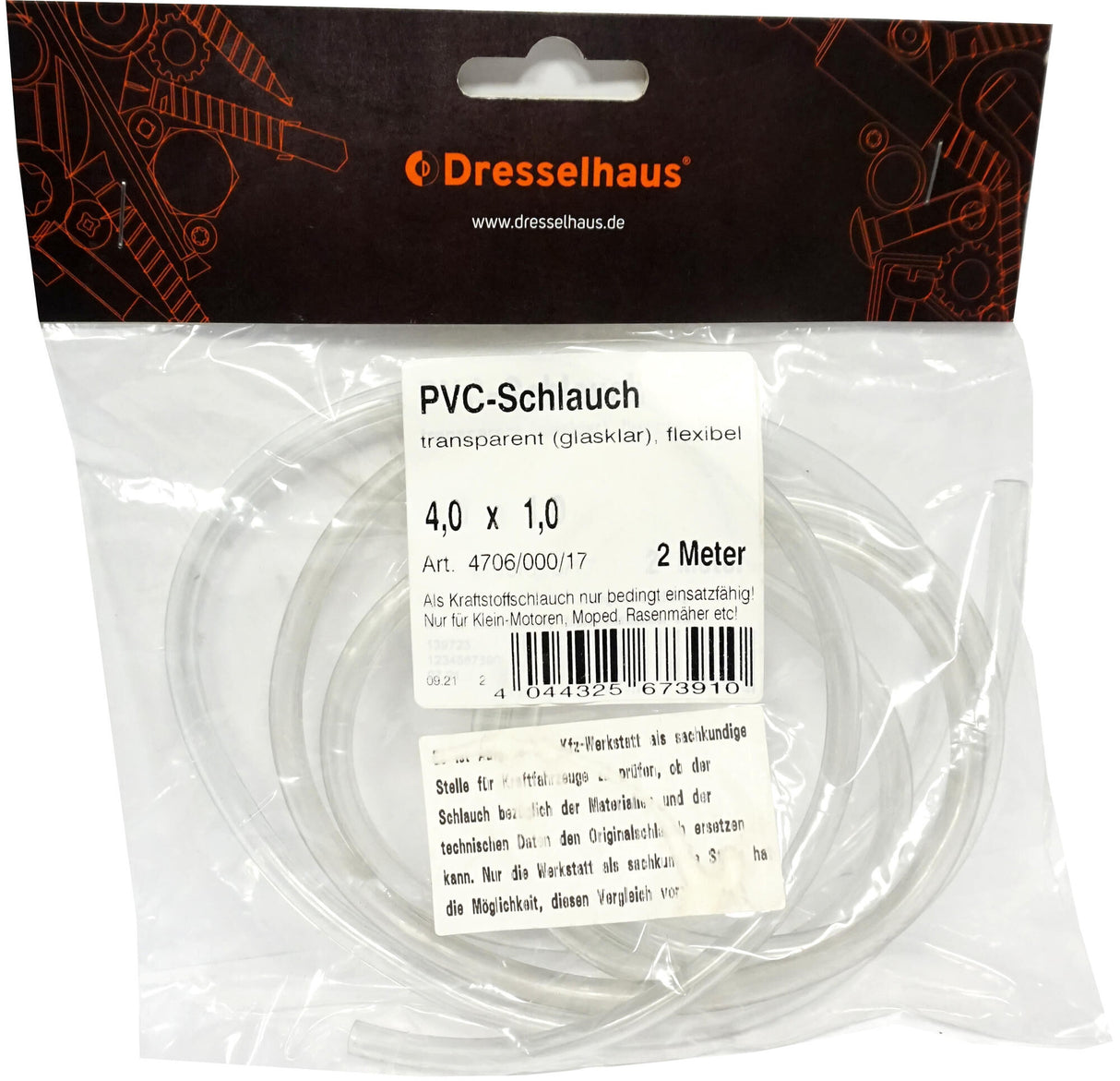 Dresselhaus Kraftstoffschlauch 4706 Kraftstoffschlauch 8,0x1,5 Dresselh. 4706 – PVC, 2 m