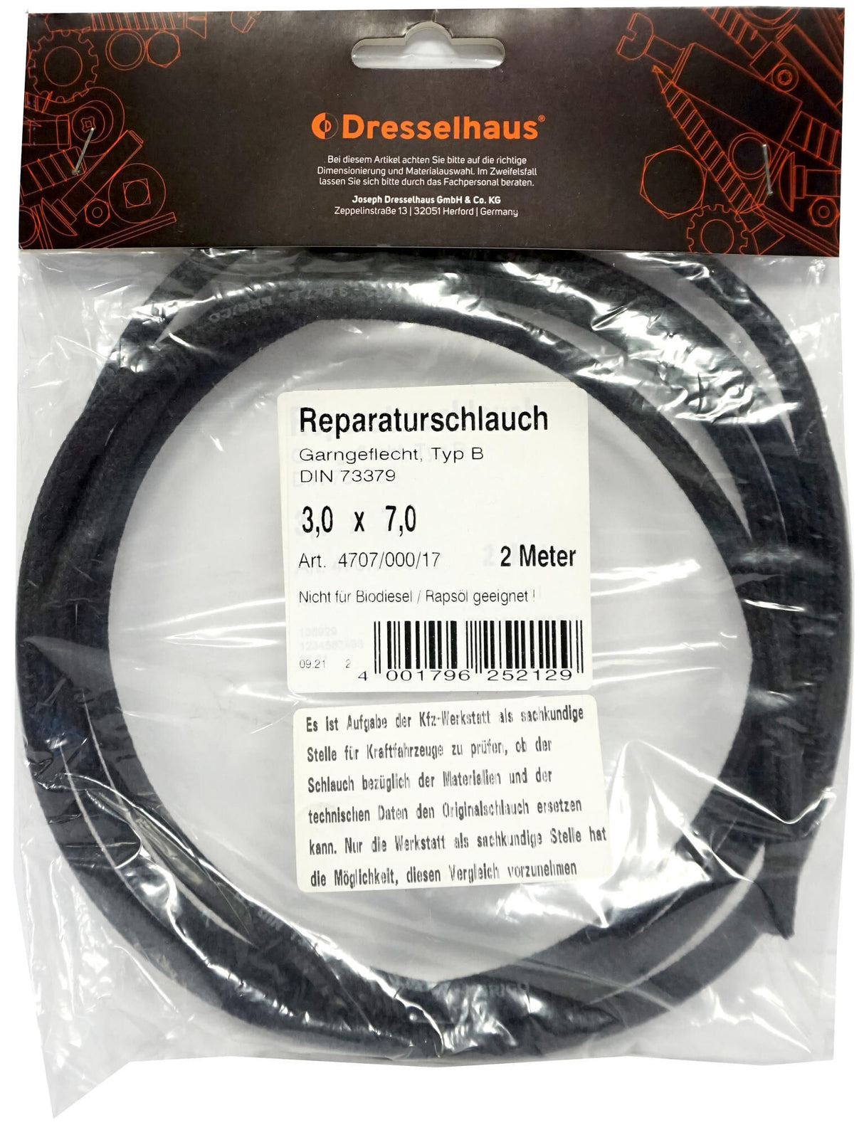 Dresselhaus Kraftstoffschlauch 4707 Kraftstoffschlauch 9,0x14,0 dresselh. 4707 2m