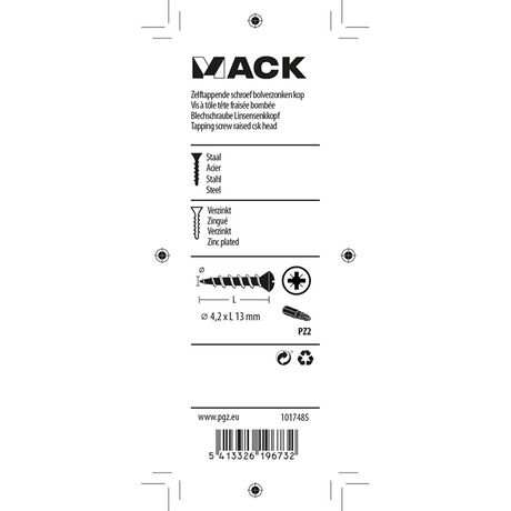 Mack 1017485 - zelftappende schroef bvk verz.24 st 4,2 x 13 mm | 10 stuks