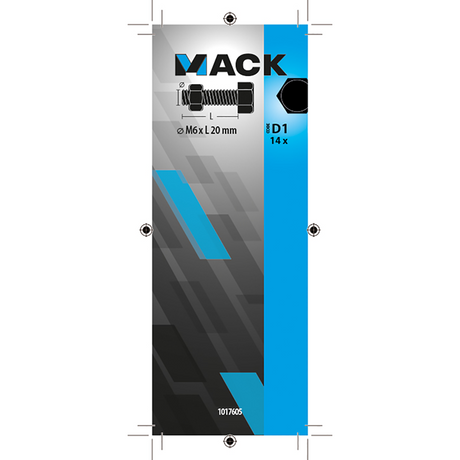 Mack 1017605 - tapbout + moer staal verzinkt 14 st m6 x 20 mm | 10 stuks