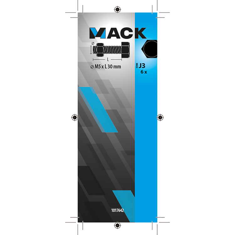 Mack 1017642 - tapbout + moer nylon 6 st m5 x 30 mm | 10 stuks