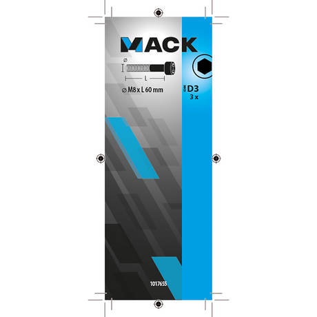 Mack 1017655 - binnenzeskant bout cyl.kop verz. 3 st m8 x 60 mm | 10 stuks