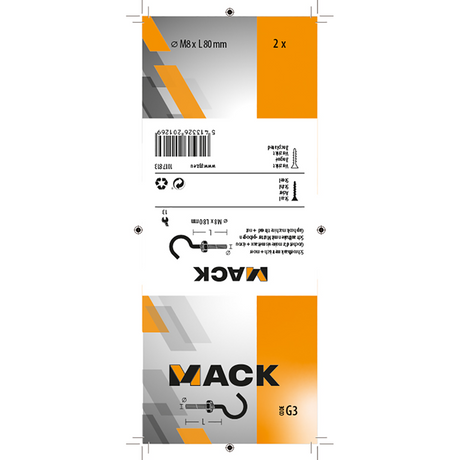 Mack 1017813 - schroefhaak metrisch + moer verzinkt 2st m8 x 80 mm | 5 stuks