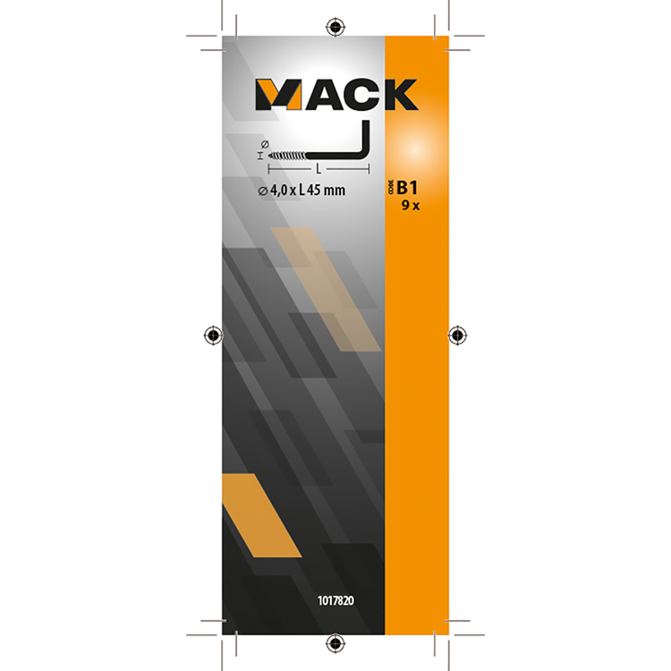 Mack 1017820 - schroefduim staal verzinkt 9st 4,0 x 45 mm | 10 stuks
