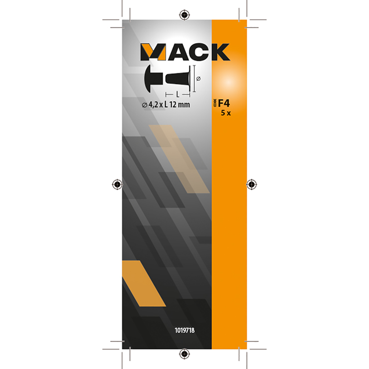 Mack 1019718 - klinknagel messing 5 st 4,2 x 12 mm | 10 stuks