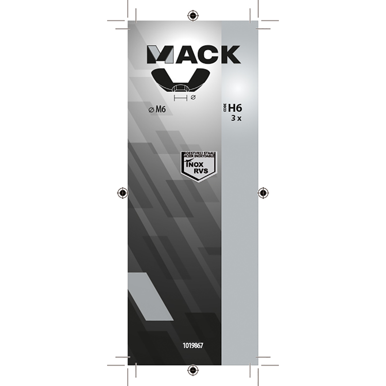 Mack 1019867 - vleugelmoer inox a2 3 st m6 | 10 stuks