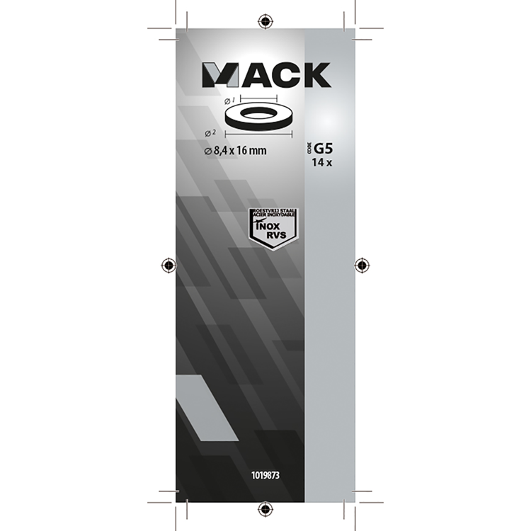 Mack 1019873 - sluitring inox a2 14 st m8 | 10 stuks