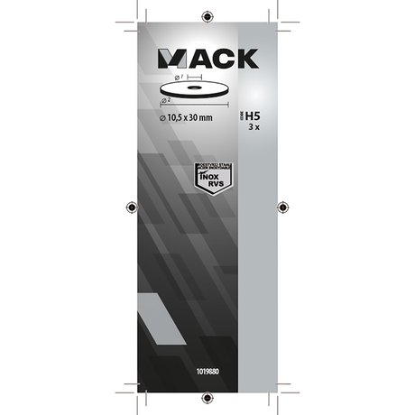Mack 1019880 - carrosserie sluitring inox a2 3 st 10,5x30 | 10 stuks