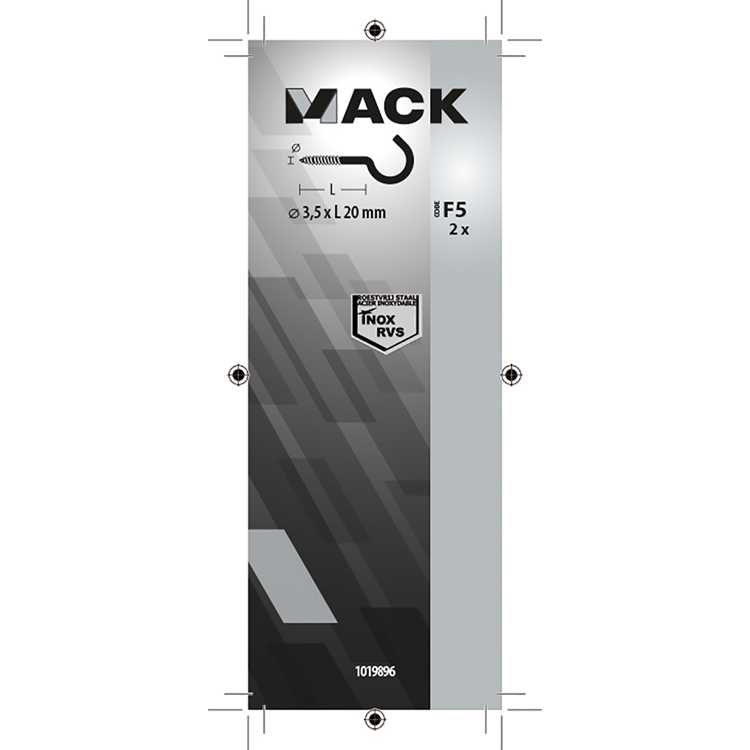 Mack 1019896 - schroefhaak roestvrijstaal 2 st 3,5 x 20 mm | 10 stuks