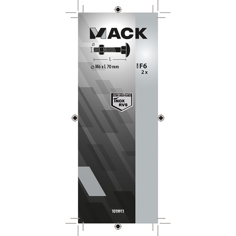 Mack 1019911 - houtbout + moer roestvrijstaal 2 st m6 x 70 mm | 10 stuks