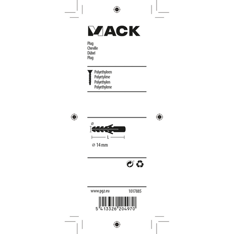 Mack 1017885 - plug polyethyleen 4 st 14 mm | 5 stuks
