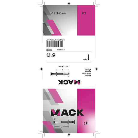 Mack 1019928 - nylon nagelplug polyamide 8 st 8 x 60 mm | 5 stuks