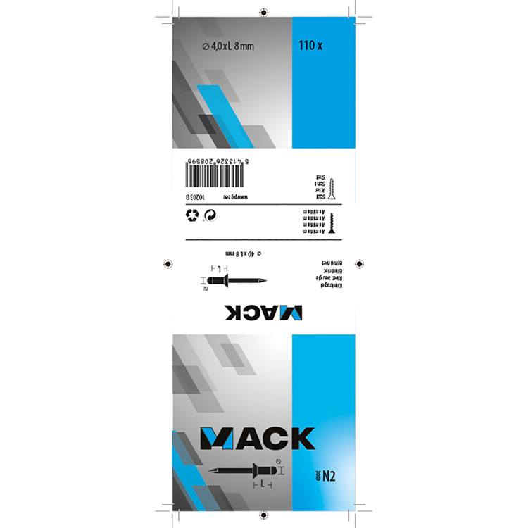 Mack 1020313 - 110 blindnieten alu 4,0x8mm | 5 stuks
