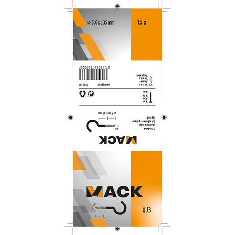 Mack 1018141 - schroefhaak staal verzinkt 15 st 5,0 x 35 mm | 5 stuks