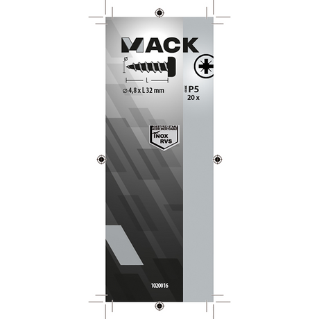 Mack 1020016 - zelftappende schroef cyl.kop a2 20 st 4,8 x 32 mm | 5 stuks