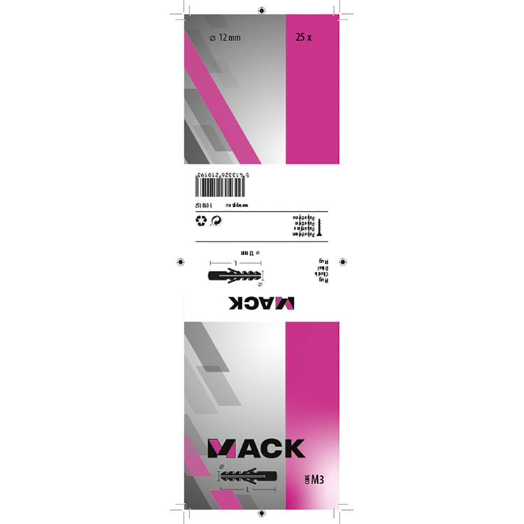 Mack 1018157 - plug polyethyleen 25 st 12mm | 3 stuks