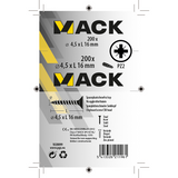 Mack 1020099 - spaanplaatschroef vz kop geel vz 200 st 4,5 x 16 mm | 5 stuks