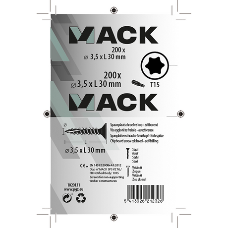 Mack 1020131 - spaanplaatschroef vz kp-zelfb.gvz 200st 3,5 x 30 mm | 5 stuks
