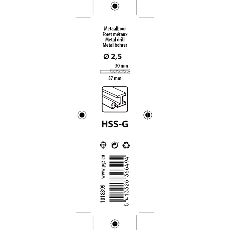 Mack 1018399 - metaalboor hss g din 338 ø 2,5 x 57 mm 2st | 5 stuks