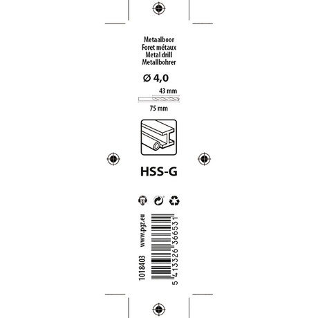 Mack 1018403 - metaalboor hss g din 338 ø 4,0 x 75 mm | 5 stuks