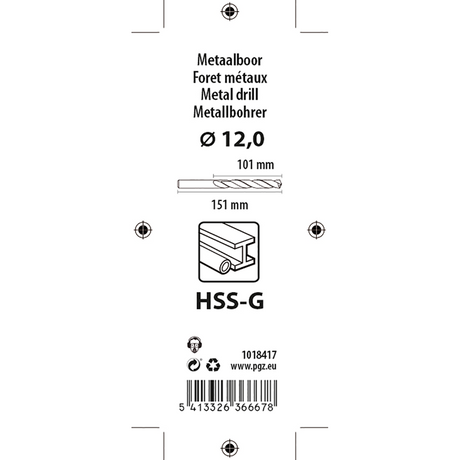 Mack 1018417 - metaalboor hss g din 338 ø 12,0 x 151 mm | 5 stuks