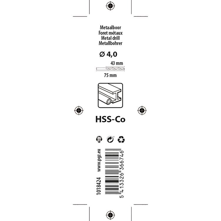 Mack 1018424 - metaalboor hss co5% din 338 ø 4,0 x 75 mm | 5 stuks