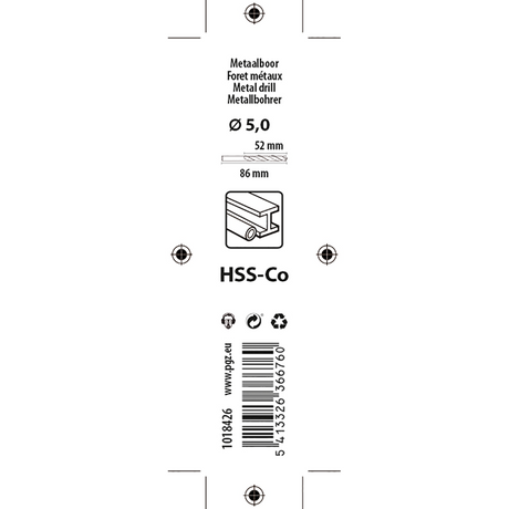 Mack 1018426 - metaalboor hss co5% din 338 ø 5,0 x 86 mm | 5 stuks