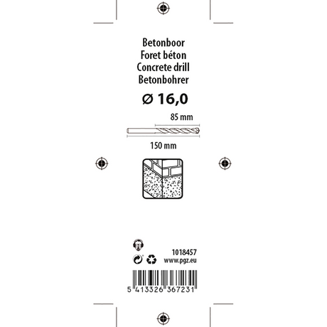 Mack 1018457 - betonboor din 8039 ø 16,0 x 150 mm | 5 stuks