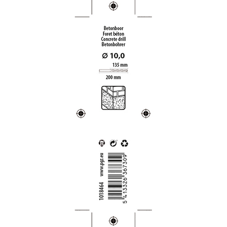 Mack 1018464 - betonboor din 8039 ø 10,0 x 200 mm | 5 stuks