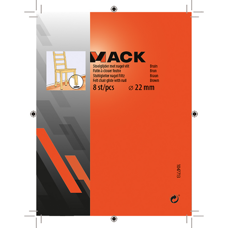 Mack 1047713 - stoelglijder met nagel vilt bruin ø 22 mm 8 st pcs | 6 stuks