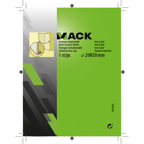 Mack 1047631 - deurstop cilindermodel inox look ø 20h30 mm 1 st pc | 6 stuks