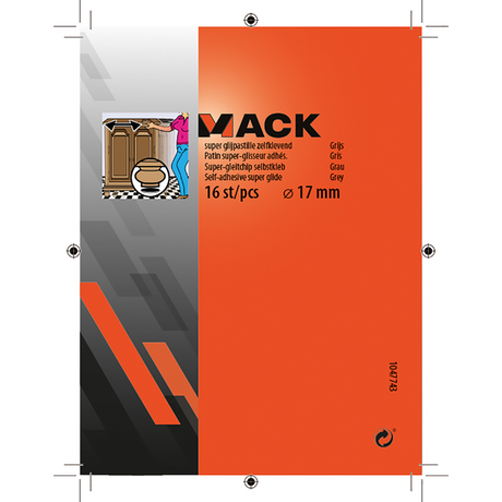 Mack 1047743 - super glijpastille zelfklevendgrijs ø 17 mm 16 st pcs | 12 stuks