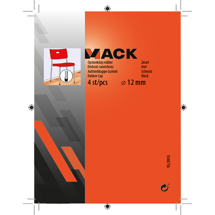 Mack 1048756 - opsteekdop rubber zwart ø 12 mm 4 st pcs | 6 stuks