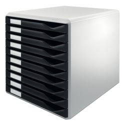 Leitz Schubladenelement mit 10 Schubladen – Weiß Schwarz