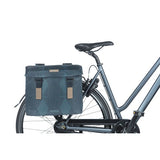 Basilikum-Eleganz Doppelfahrradbeutel, blau, recyceltes Haustier, Futtermittel, Wasserbehälterverschluss, Universal Bridge, 40-49l