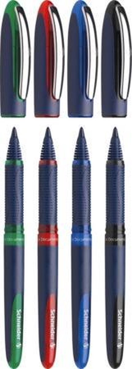 Schneider Schreibgeräte Schneider Tintenroller – One Business – Strichstärke 0,6 mm – 4 Stück farbig sortiert – S-183094