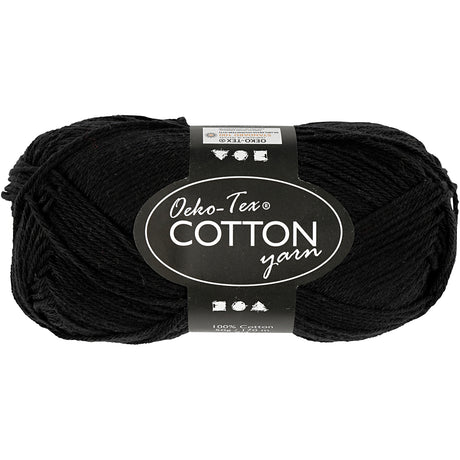 Creativ Company Baumwollgarn, schwarz, 50gr, 170m