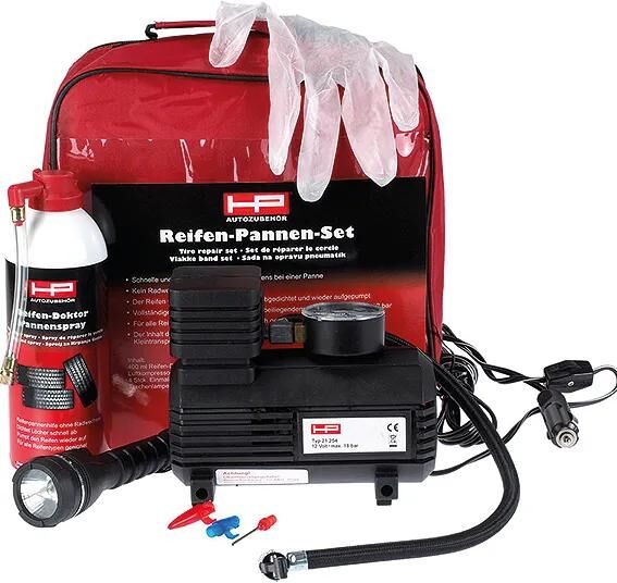 HP Reifenreparaturset Pannenset 4-tlg. inkl. Kompressor